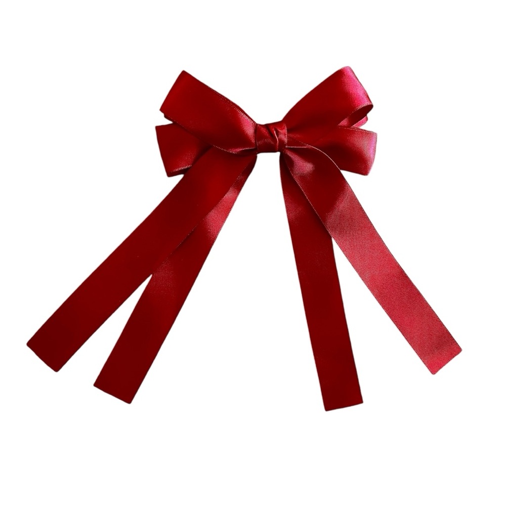 Large Red Ribbon Bow Barrette Hair Accessory NEW